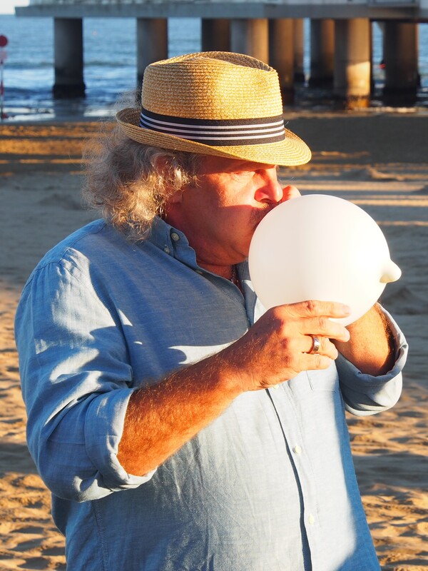 Sandstrand, Luftballon, Strohhut, Sandstrand, Lignano, Italien
